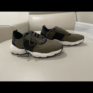 Oxs Italian Leather Sneakers dark olive green/black/white